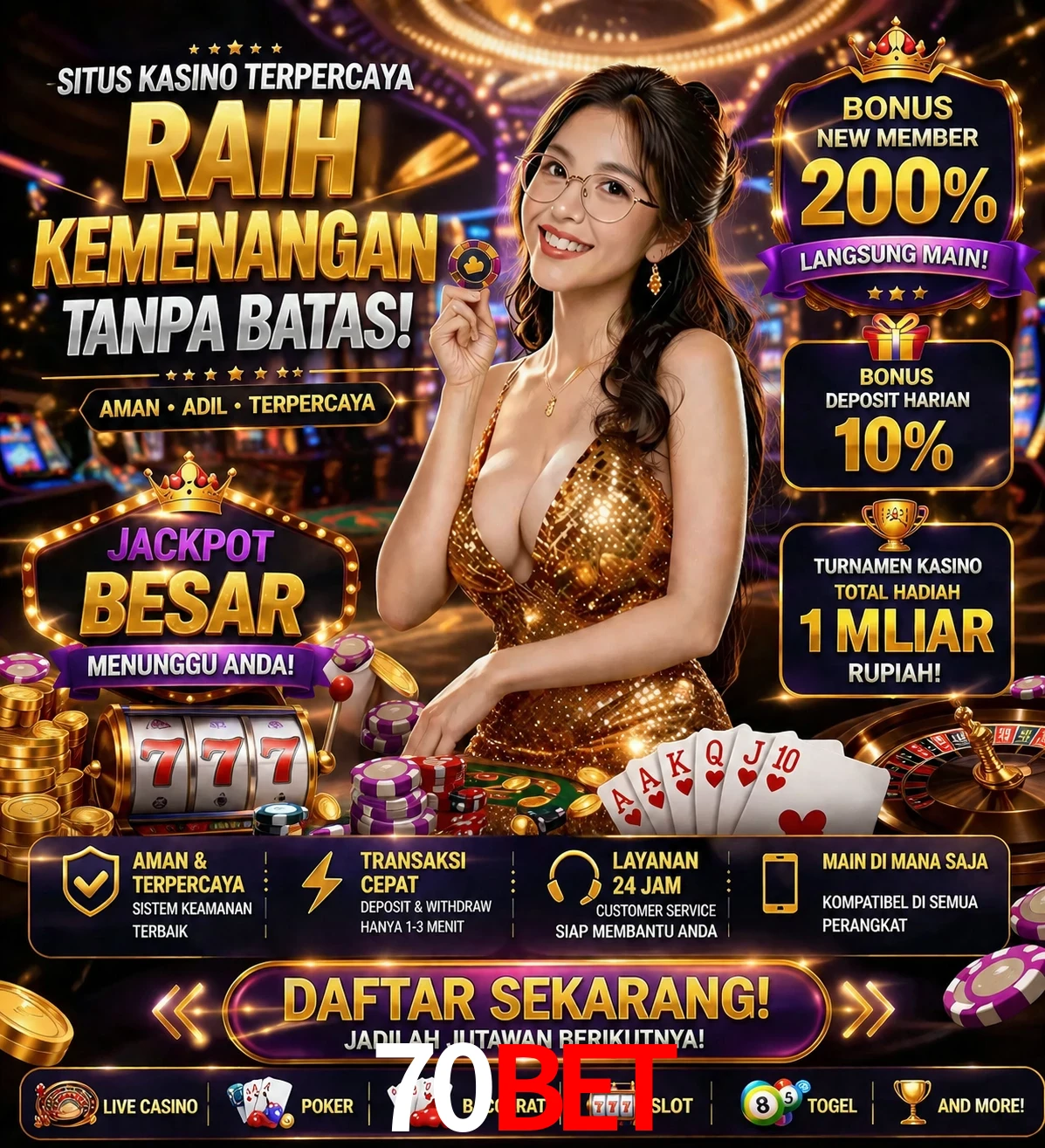 Roleta e blackjack 70bet